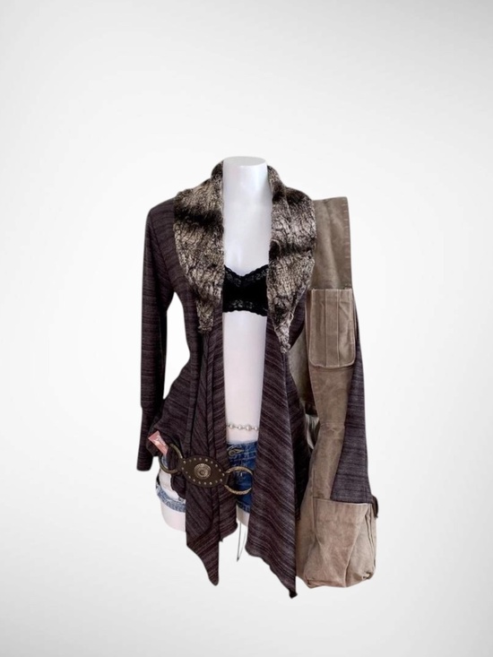 Vine Street Sweaters - Vine Street Faux Fur Collar Waterfall Cardigan | Mob Wife